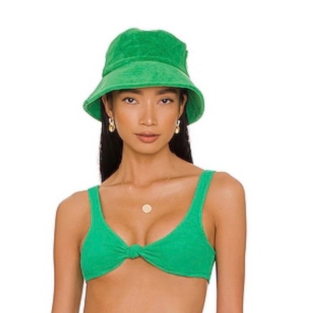 Superdown Green Terry Cloth Front Knot Bikini NWT Top Size Large
